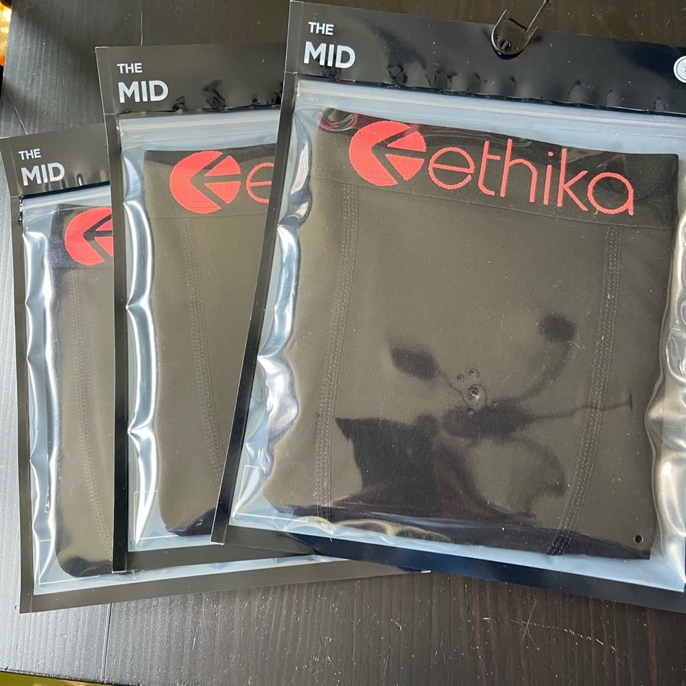 ethika Black Boxer Brief with White Waistband and Red Accent